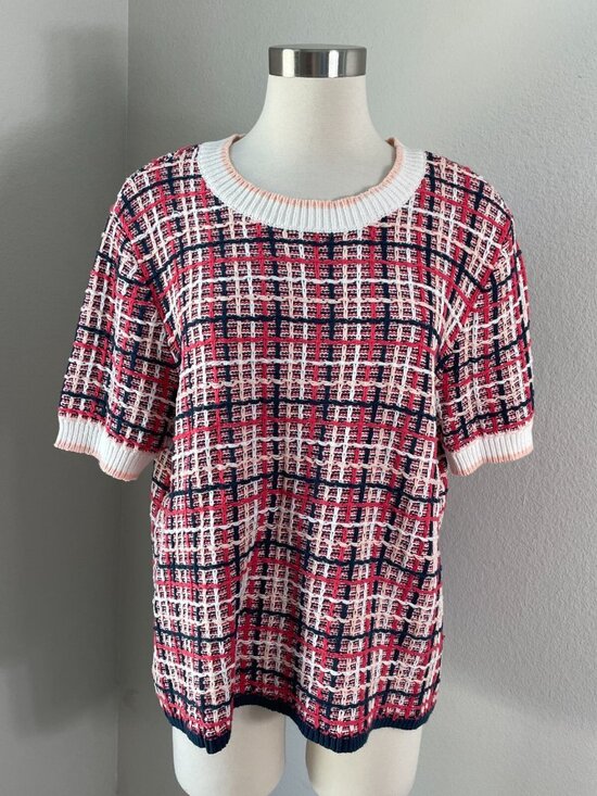 Ann Taylor Sweaters - Ann Taylor Womens XL Tweed Sweater Tee Short Sleeve Knit Shirt Top